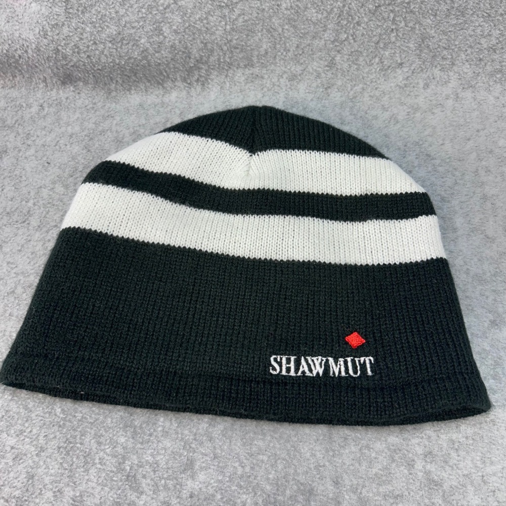 Shawmut Striped Unisex Black Port & Company Beanie Knit Hat OSFM